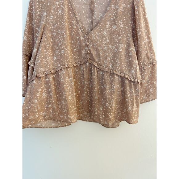 Wishlist Mauve Blush Ruffle Peplum Blouse Size Medium - Picture 4 of 9